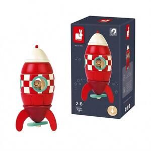 NEW JANOD small magnetic rocket toy in red